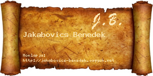 Jakabovics Benedek névjegykártya